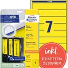 AVERY Zweckform Ordnerrugetiketten L4765-20 Ultragrip Geel A4 20 Vellen � 7 Etiketten 3,8 x 19,2 cm