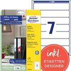 Avery Rugetiketten L4760-10 Wit 192 x 32 mm 10 vellen � 7 Etiketten