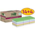 Post-it Super Sticky Notes Gerecyclede zelfklevende memoblaadjes 76 x 76 mm Kleurenassortiment 70 Vellen Voordeelverpakking 14 + 4 gratis