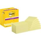 Post-it Super Sticky Notes 655-12SSCY 76 x 127 mm 90 Vellen per blok Geel Rechthoekig Effen Pak van 12