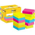 Post-it Zelfklevende memoblaadjes 653-TFEN 38 x 51 mm 100 Vellen per blok Blauw, geel, groen, roze Pak van 12