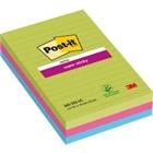 Post-it Ultra Super Sticky Notes 101 x 152 mm Kleurenassortiment Rechthoekig Gelinieerd 3 Stuks � 90 Vellen