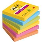 Post-it Carnival Super Sticky Notes 76 x 76 mm Kleurenassortiment Vierkant Blanco 6 blokken à 90 Vellen