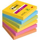 Post-it Carnival Super Sticky Notes 76 x 76 mm Kleurenassortiment Vierkant Blanco 6 blokken � 90 Vellen