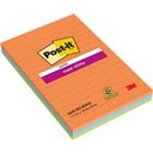 Post-it Super Sticky Notes 101 x 152 mm Kleurenassortiment Rechthoekig Gelinieerd 3 Stuks � 45 Vellen