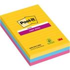 Post-it Rio de Janeiro Super Sticky Notes 101 x 152 mm Kleurenassortiment Rechthoekig Gelinieerd 3 Stuks à 90 Vellen