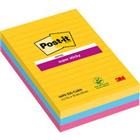 Post-it Rio de Janeiro Super Sticky Notes 101 x 152 mm Kleurenassortiment Rechthoekig Gelinieerd 3 Stuks � 90 Vellen