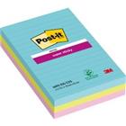 Post-it Miami Super Sticky Notes 101 x 152 mm Kleurenassortiment Rechthoekig Gelinieerd 3 Stuks à 90 Vellen