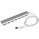 StarTech.com 7 Poorts compacte aluminium USB 3.0 hub met geintegreerde kabel zilver