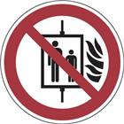 Verbodsbord - Gebruik van lift verboden bij brand - Aluminium rond