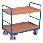 Ergonomische wagen met 2 houten plateaus - Verticale duwbeugel - Draagvermogen 250 kg