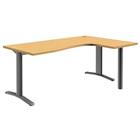 Bureau compact - Pure - Verstelbaar onderstel - Beuken/grijs aluminium