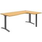 Bureau compact - Pure - Verstelbaar onderstel - Beuken/grijs aluminium